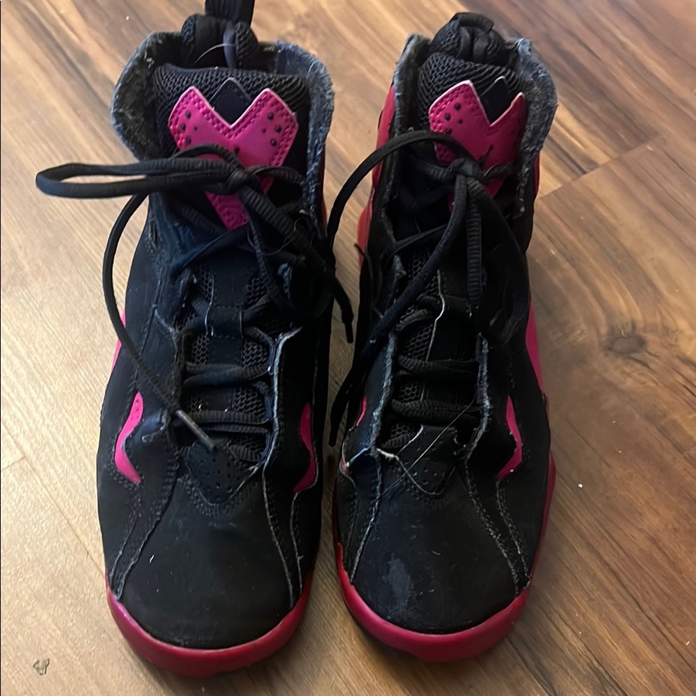 Jordan Kids Black and Hot Pink High-Top Sneakers
